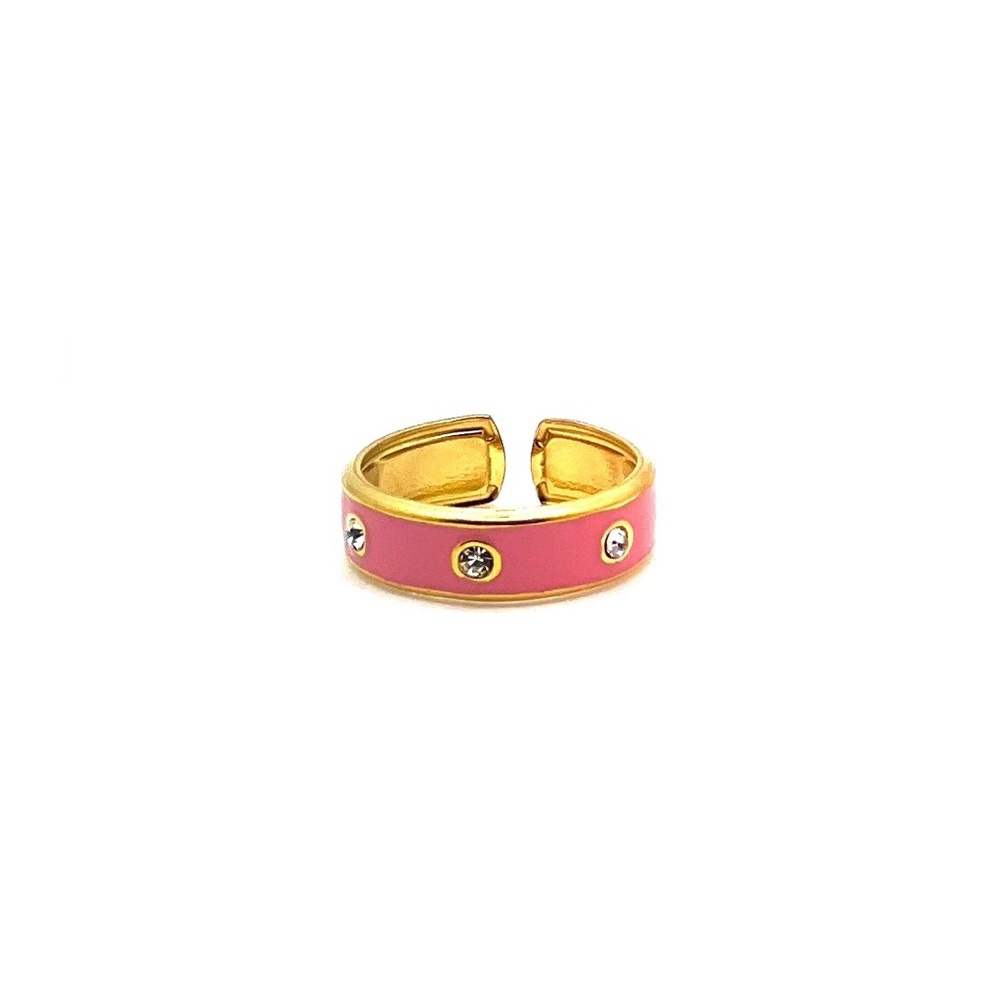 Enamel Pink CZ 💎 band ring